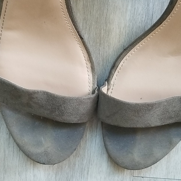 Merona Ankle Brace Khaki Suede Open Toe Heels Sandals Size 8.5 - Picture 7 of 12